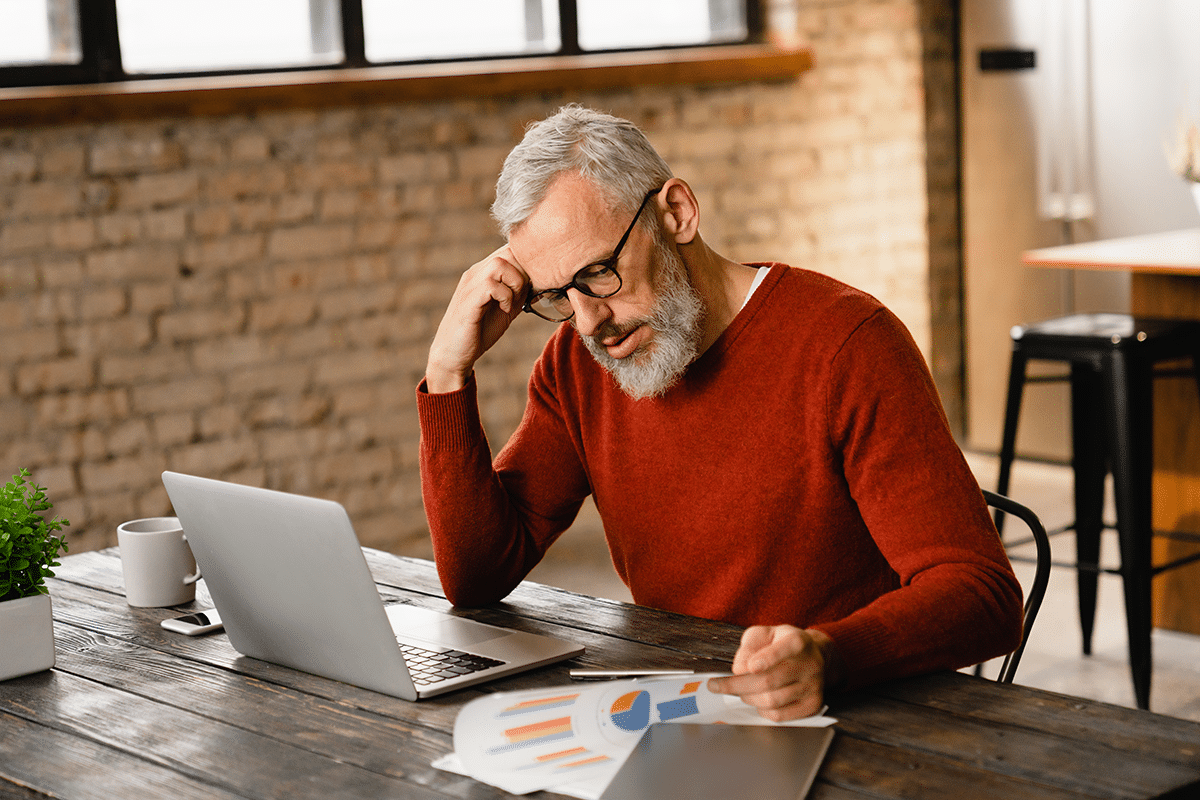 man worried about recession